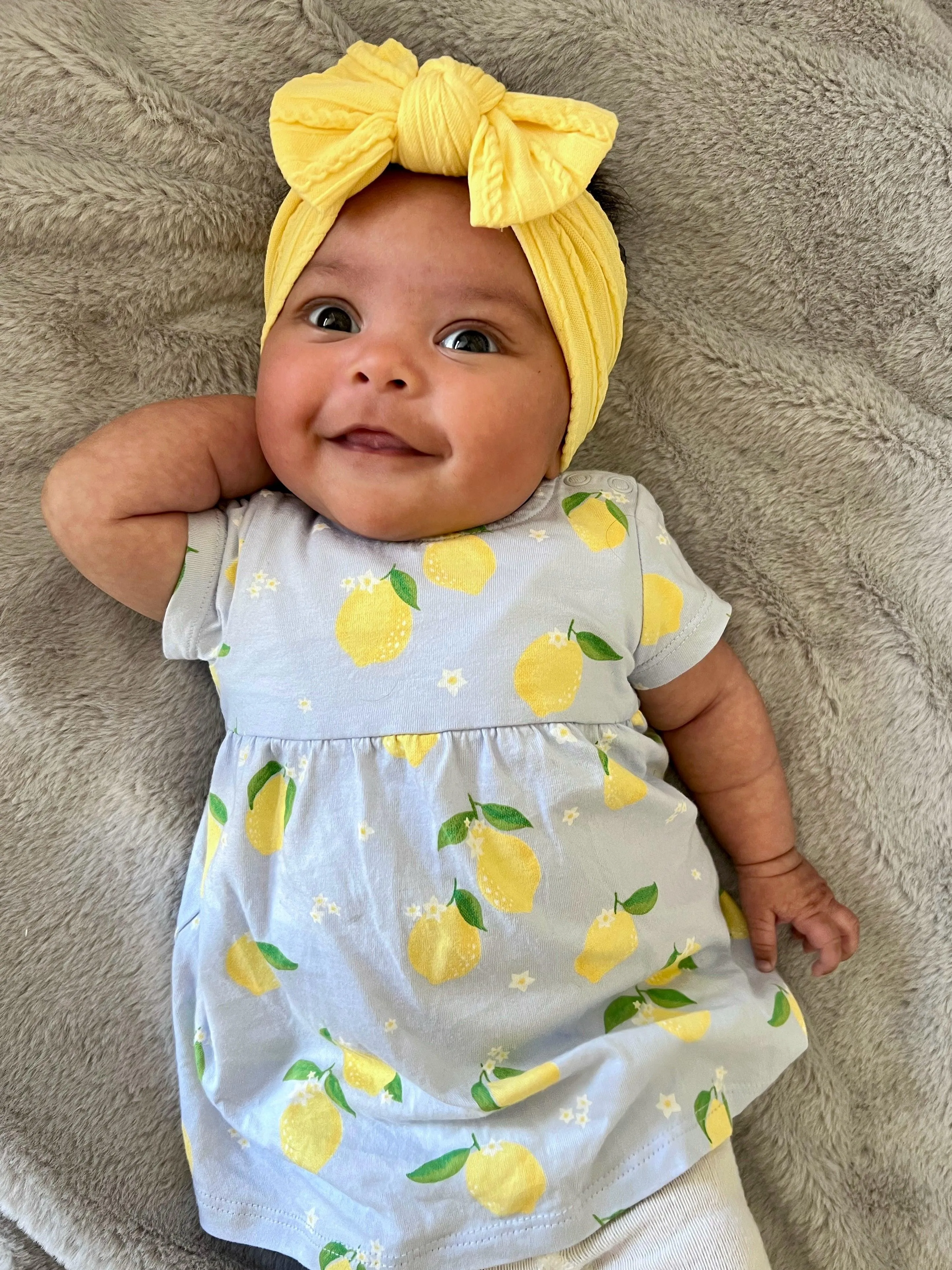 Daffodil Yellow Smaller Bow Cable Knit Headband