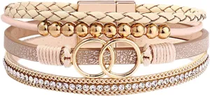 Dainty Chain Jewelry Cute for Girls Woven Bracelet Bohemian Multi Layer Bracelet Leather Bracelets For Women Men Christmas Birthday Gift Color Rope Woven Bracelet Love Friendship Fashion Jewelry