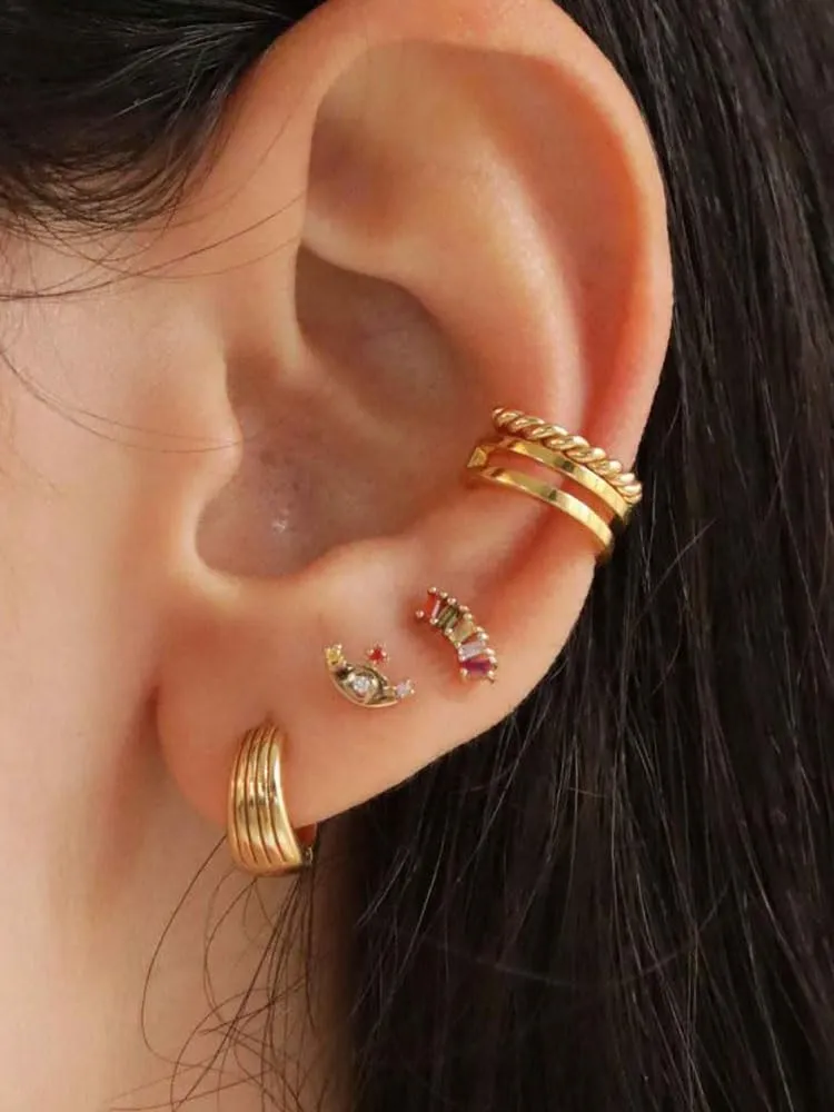 Dainty Geometric Shape Mini Stud Earrings for Women 925 Sterling Silver Needle CZ Studs Earring