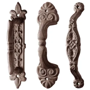 Door Handle, Cast Iron, Antique Brown, 3 Asst. Styles - Sold Separately