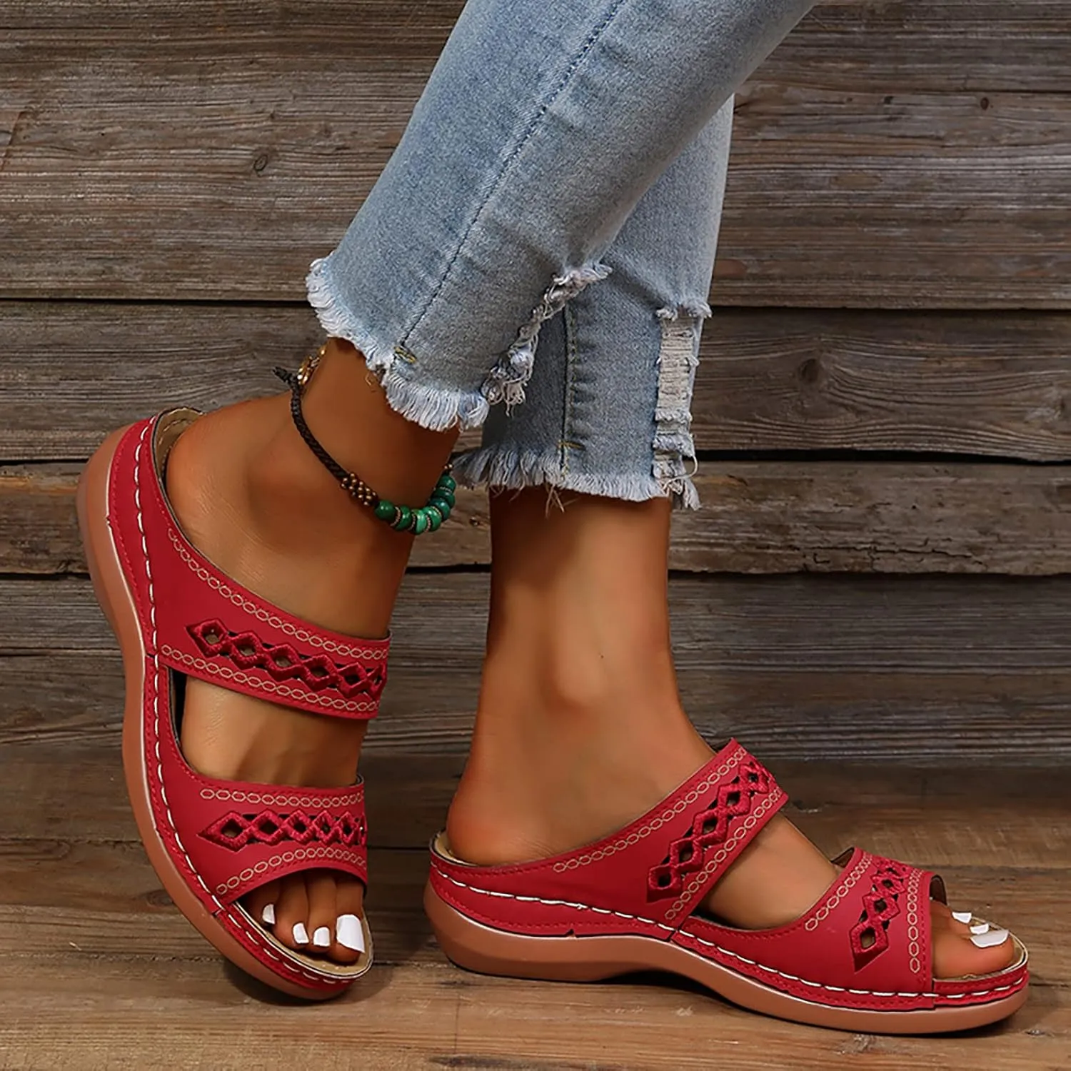 Dotmalls Orthopedic Sandals for Women Comfortable Arch Support Sandals Summer Casual BeachSandals Wedge Heel Slides