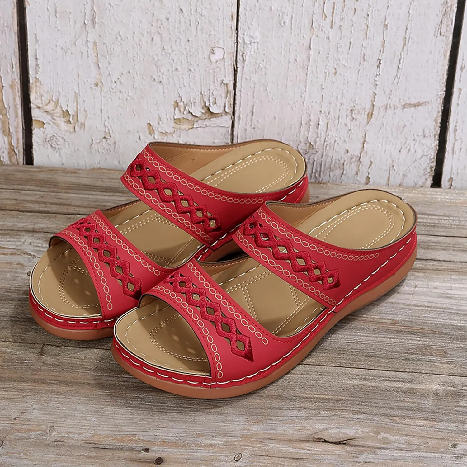 Dotmalls Orthopedic Sandals for Women Comfortable Arch Support Sandals Summer Casual BeachSandals Wedge Heel Slides