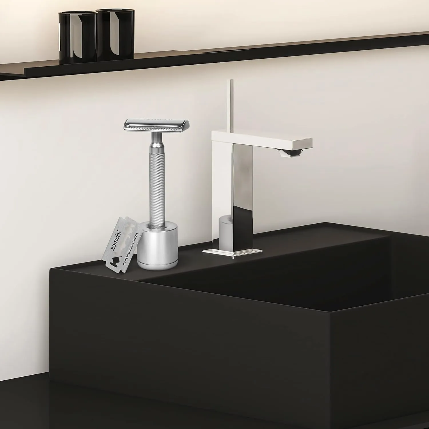Double Edge Safety Razor with Stand, Durable, Long-Lasting Stainless Steel Construction