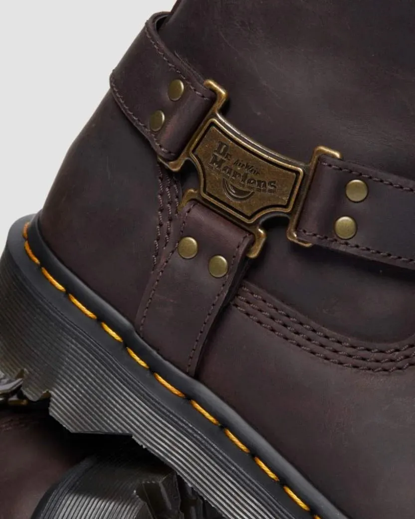 Dr. Martens Anistone Hi Pull On Boot - Dark Brown Burnished Waxy Pull Up