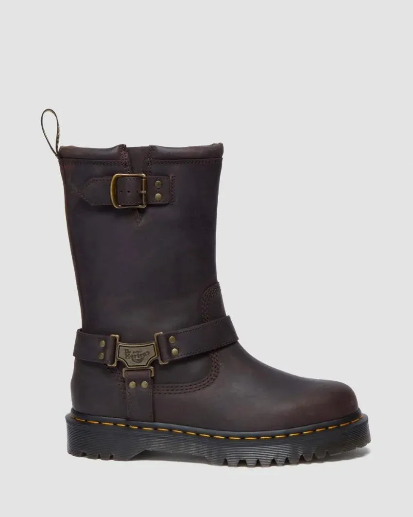 Dr. Martens Anistone Hi Pull On Boot - Dark Brown Burnished Waxy Pull Up
