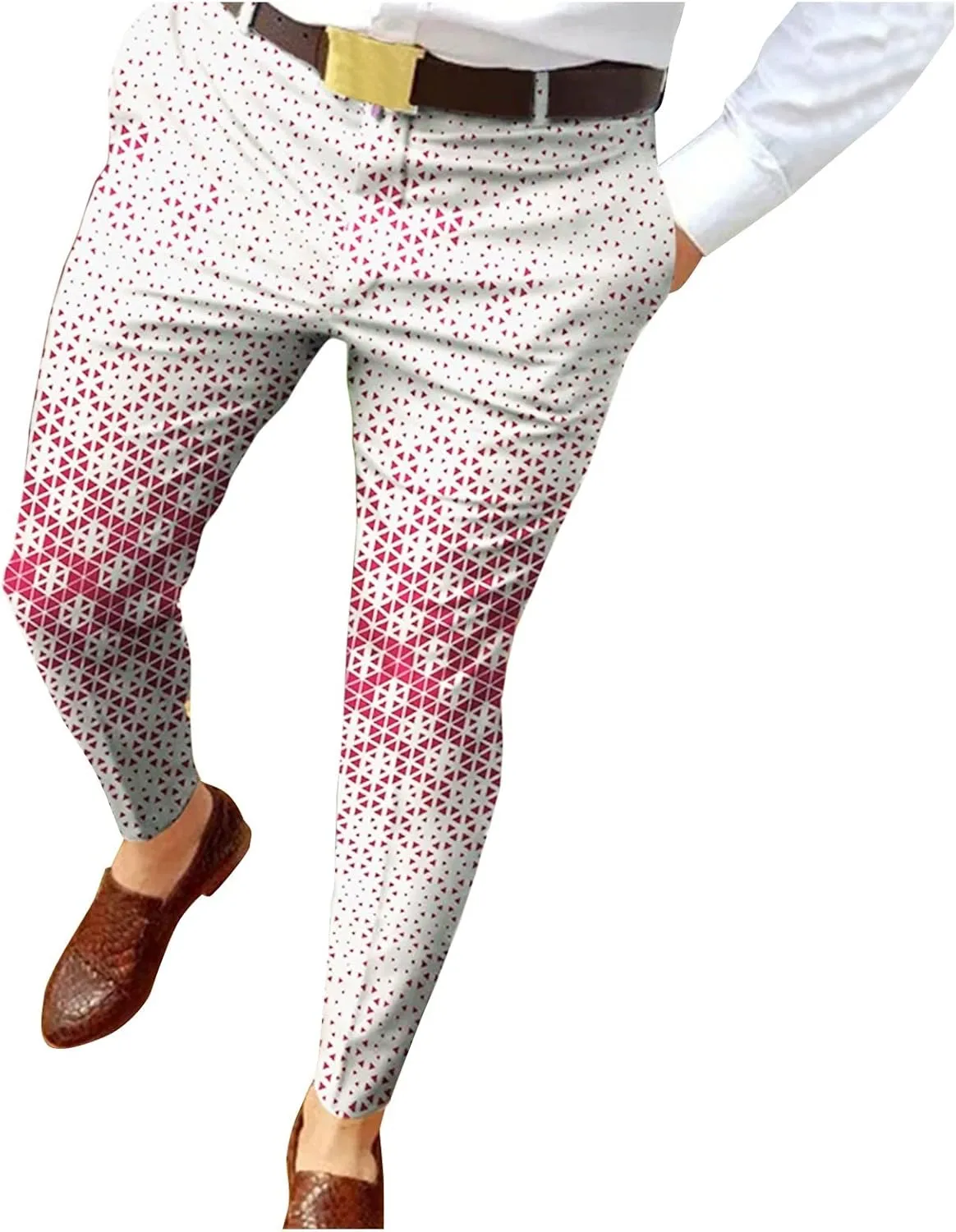 Dress Pants for Men,Mens Slim Fit Dress Pants Business Casual Golf Chino Pants Stretch Plaid Pants Pleated Slacks