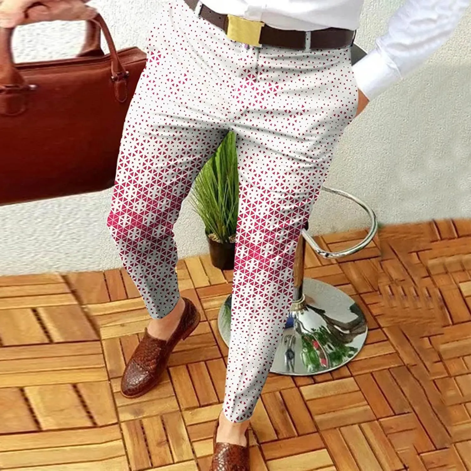 Dress Pants for Men,Mens Slim Fit Dress Pants Business Casual Golf Chino Pants Stretch Plaid Pants Pleated Slacks