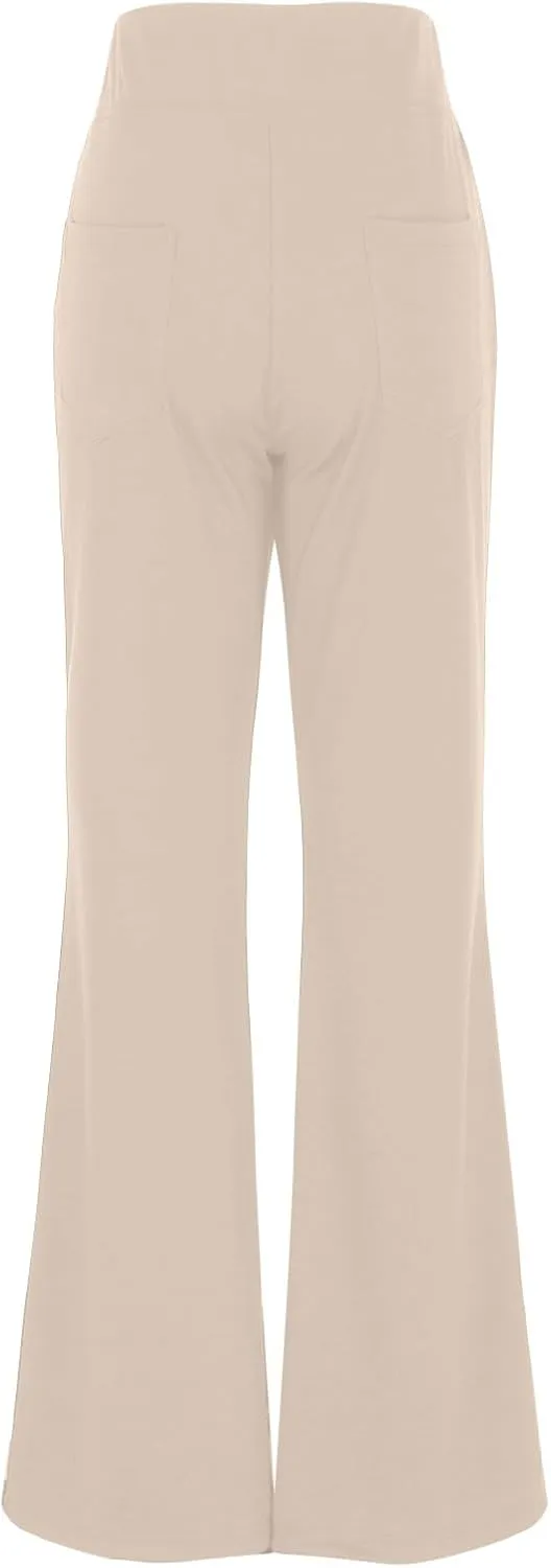 Dress Pants for Women Business Casual Work Pants High Waist Stretchy Trousers Pull On Office Slacks with Pockets