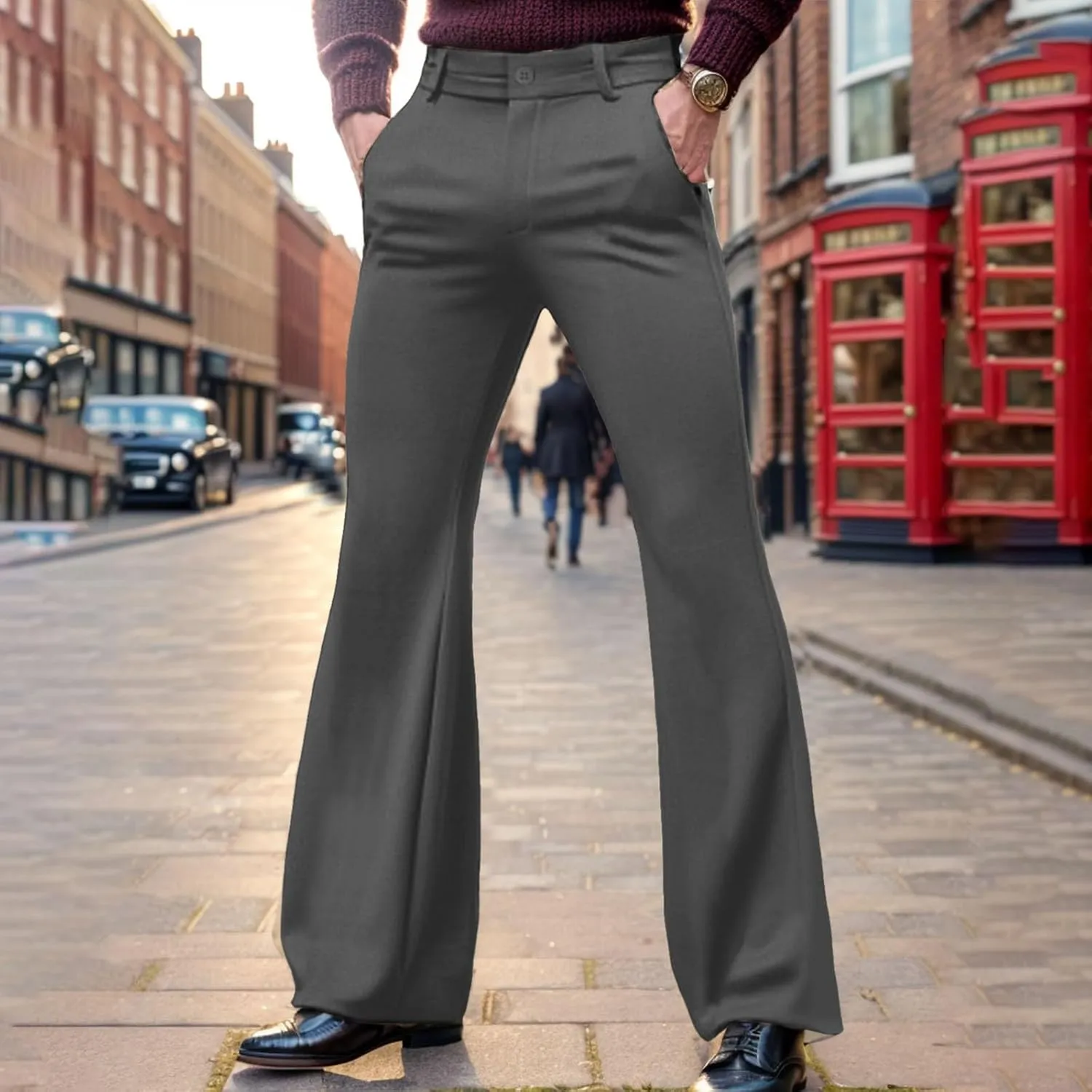 Dress Pants Wide Leg Pants Elastic Waist Solid Color Fashion Comfy Slim Fit Hiking Baggy Casual Pants with Pockets
