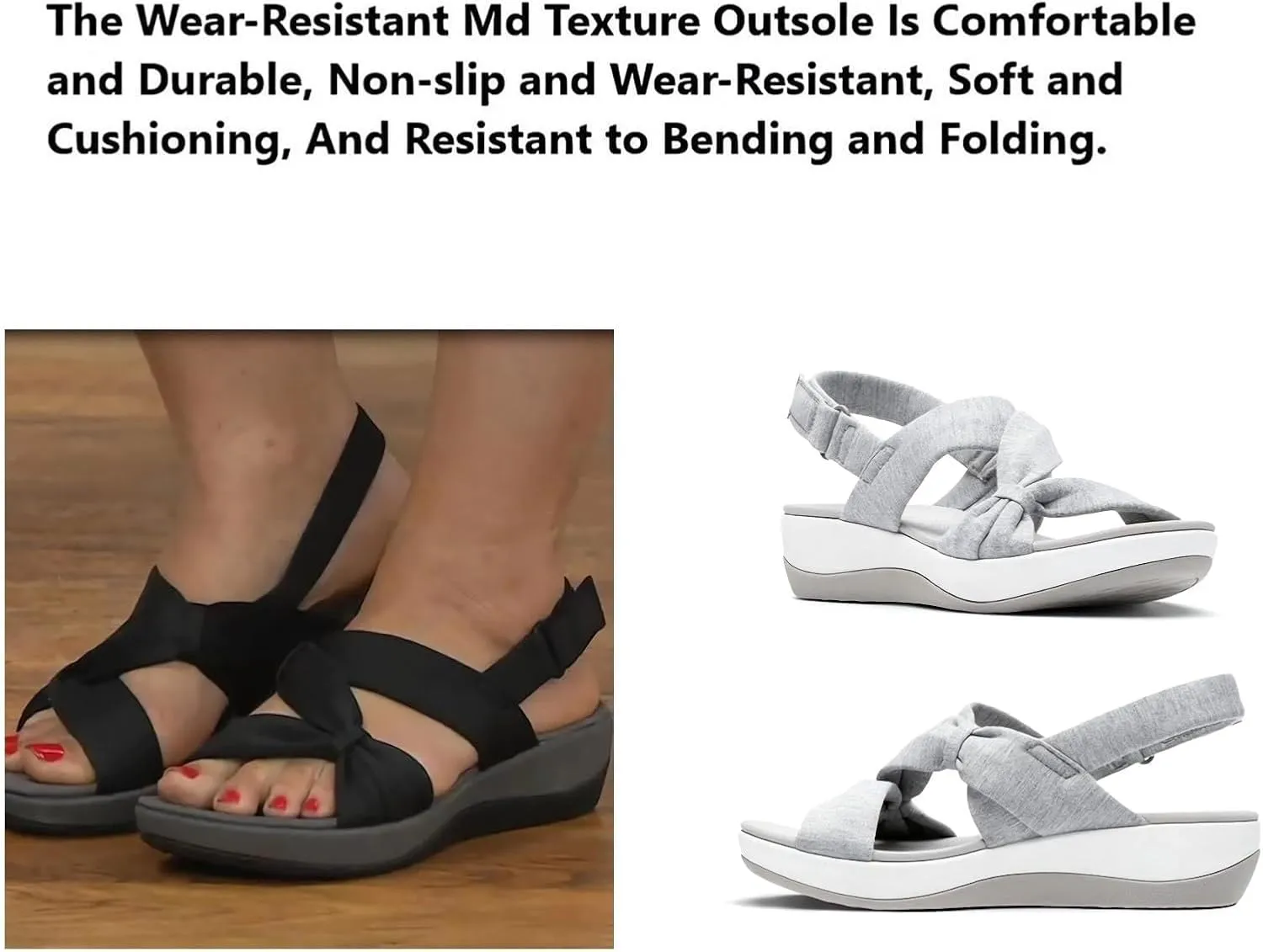 Dressy Sandals Women Comfortable Wedding Open Toe Orthopedic Sandals Soft Cushion Bow Decoration Wedge Sandal Summer Walking Shoes with Arch Support Ankle Strap Beach Sandal Breathable Lightweight