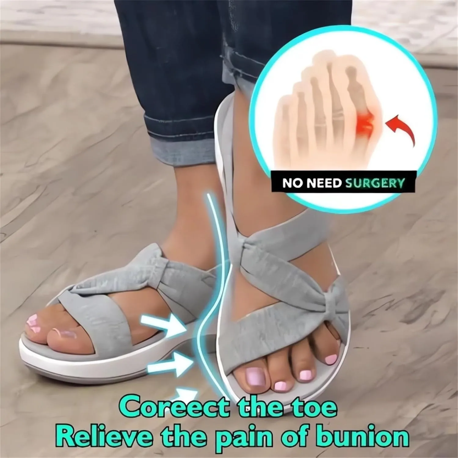Dressy Sandals Women Comfortable Wedding Open Toe Orthopedic Sandals Soft Cushion Bow Decoration Wedge Sandal Summer Walking Shoes with Arch Support Ankle Strap Beach Sandal Breathable Lightweight
