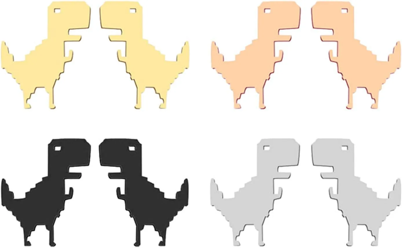 Dreuyet 4 Pairs Tiny Dinosaur Stud Earrings Minimalist Cute Animal T-Rex Dinosaur Earring Stainless Steel Mini Cartilage Tragus Piercing Jewelry Gifts for Women