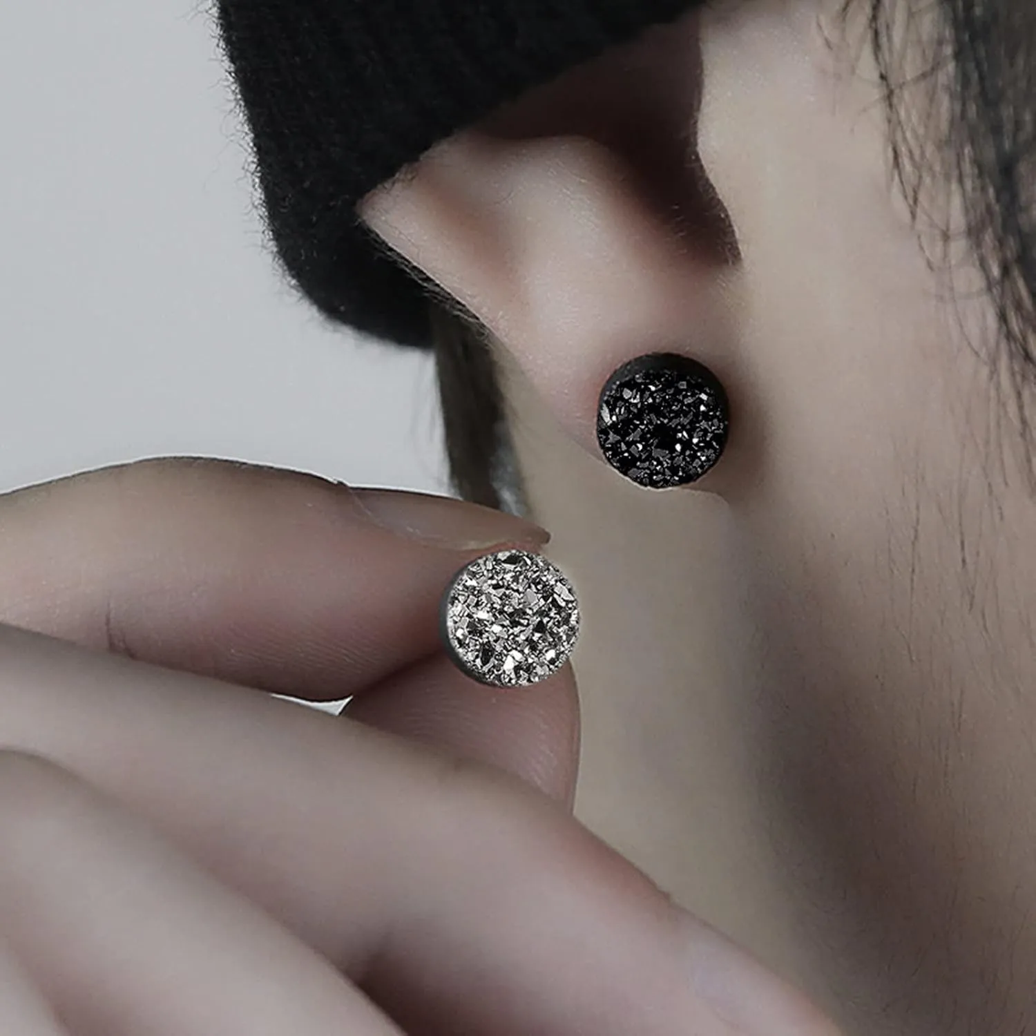 Earring Hoop Stud Drop & Dangle,8mm Ear Studs Round Mini Minimalist Fashion Jewelry Dazzling Faux Crystal Men Women Earrings for Outdoor