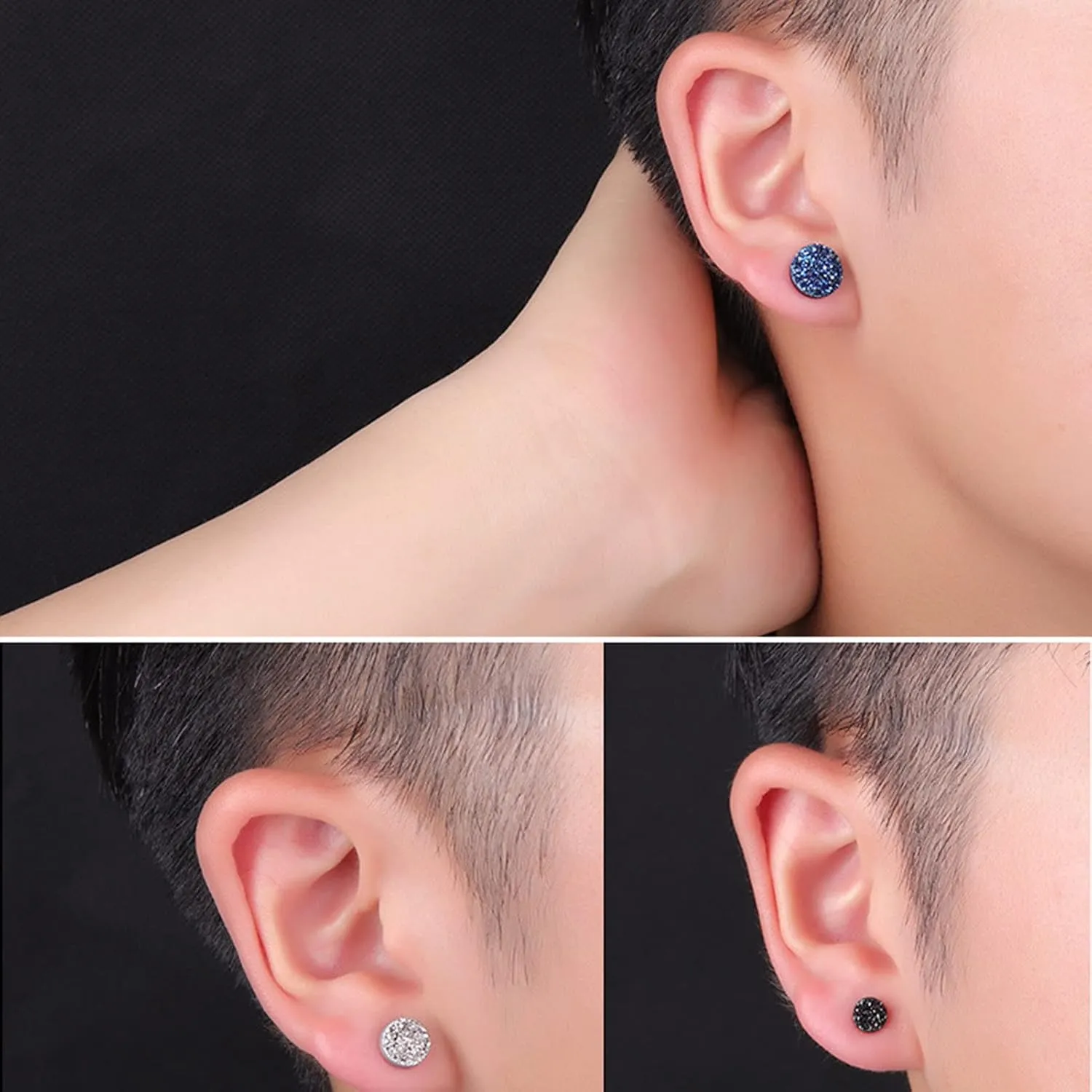 Earring Hoop Stud Drop & Dangle,8mm Ear Studs Round Mini Minimalist Fashion Jewelry Dazzling Faux Crystal Men Women Earrings for Outdoor