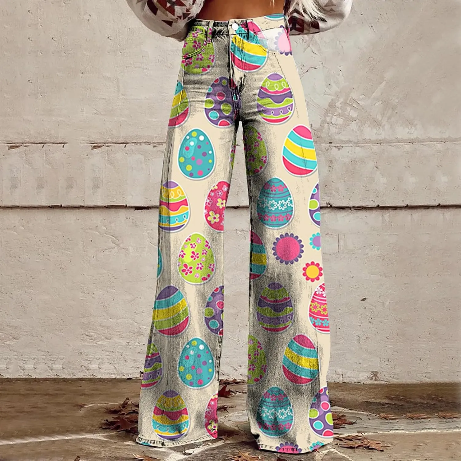 Easter Jeans Women 2025 Mid Rise Barrel Jeans for Women Wide Leg Loose Y2K Baggy Jeans Denim Pants with Pockets