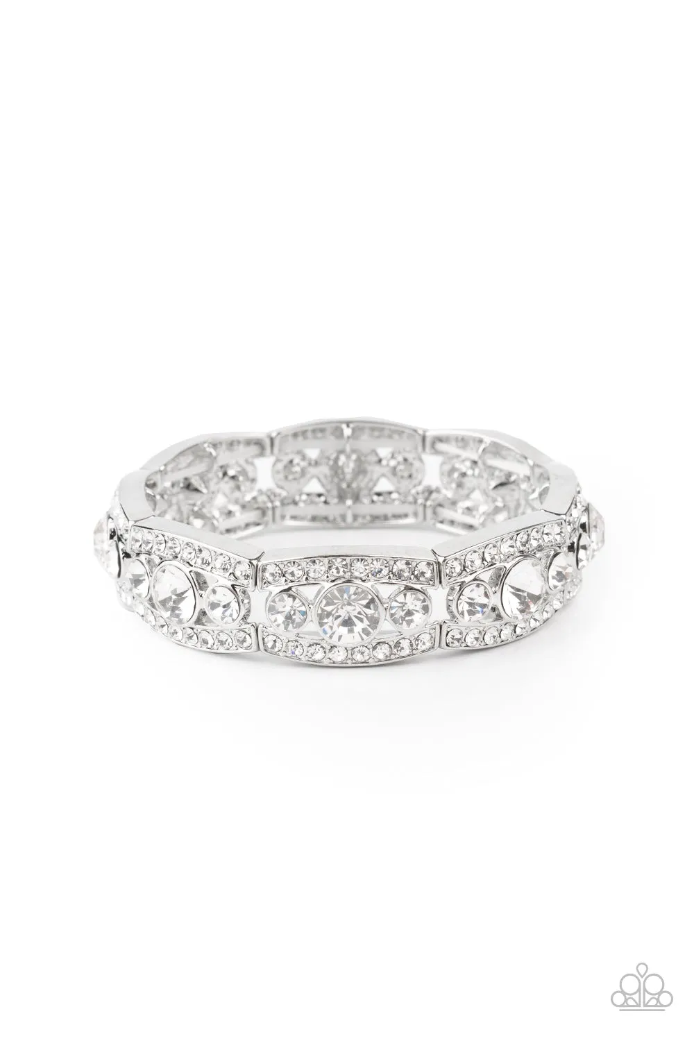 Easy On The ICE White Rhinestone Bracelet - Paparazzi Accessories