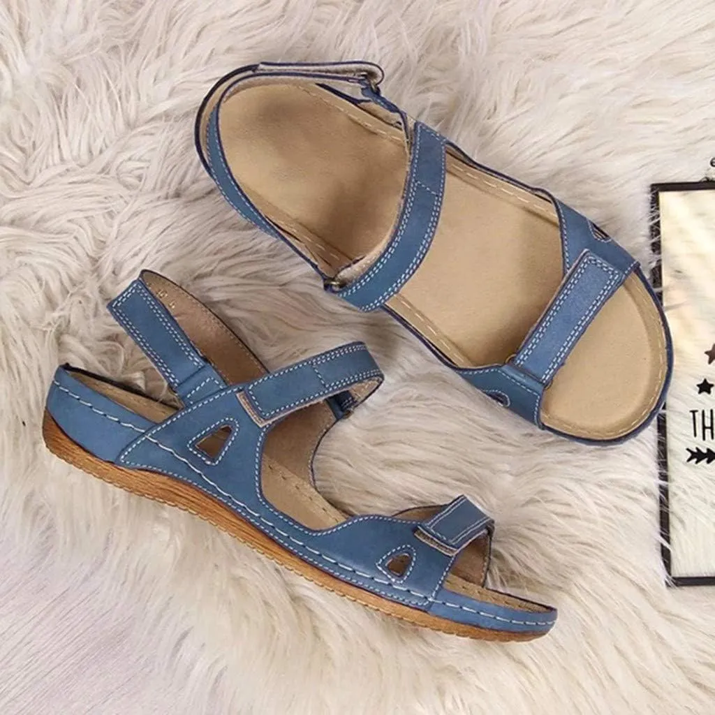 Eduavar Summer Sandals for Women, Sandals Women Comfortable Low Wedge Sandals Ankle Strap Sandals Peep Toe Shoes