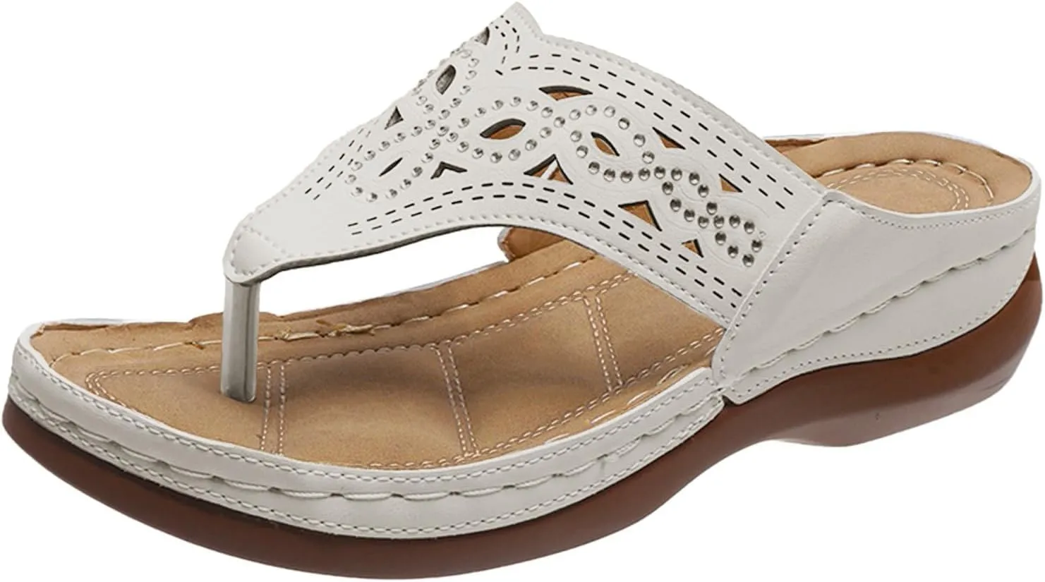 Eduavar Wedge Sandals for Women, Sandals Women Fashion Peep Toe Flip Flops Slip On Sandals Shoes Summer Wedge Sandals