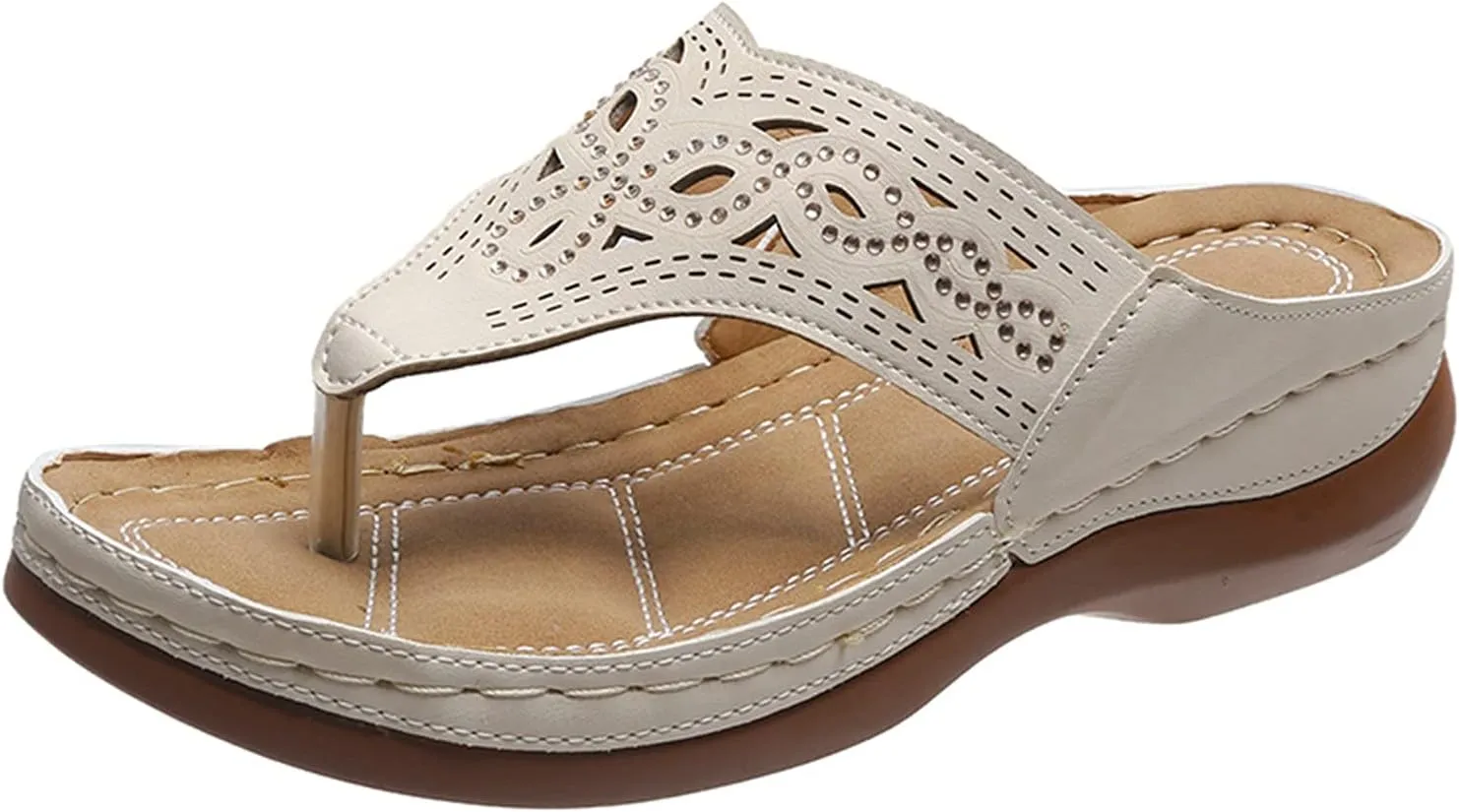 Eduavar Wedge Sandals for Women, Sandals Women Fashion Peep Toe Flip Flops Slip On Sandals Shoes Summer Wedge Sandals