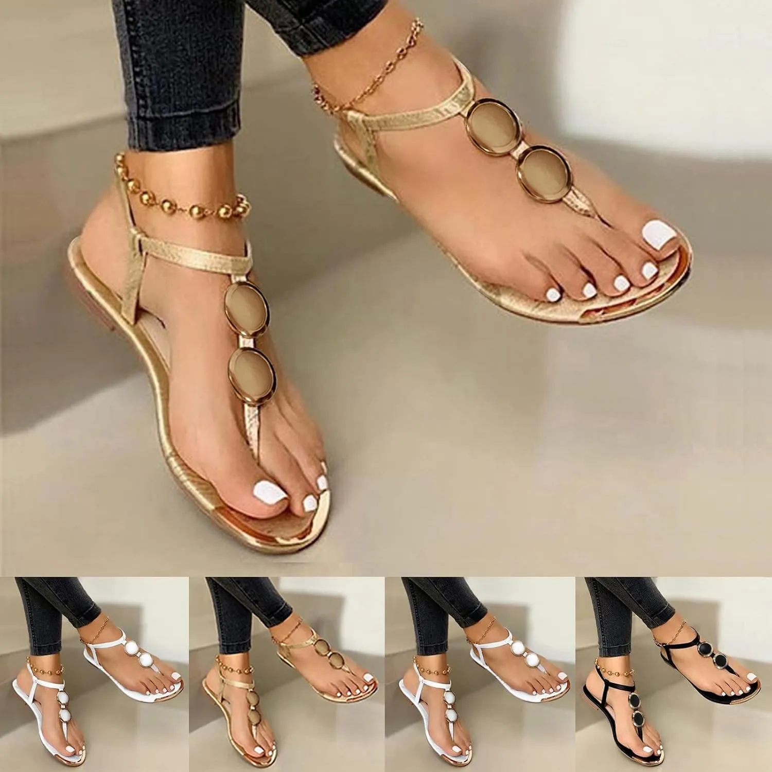 Eduavar Womens Sandals Comfortable, Sandals Women Comfortable Open Toe Flip Flops Summer Fashion Flat Sandals Shoes