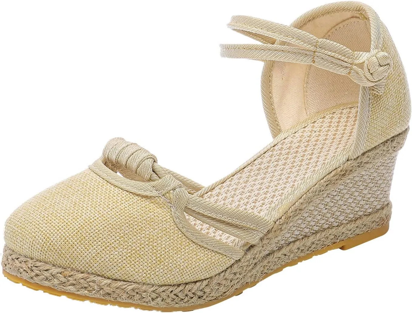 Eduavar Womens Sandals Summer Wedge Dressy Sandals Closed Toe Platform Outdoor Ankle Strap Comfortable Beach Walking Shoes