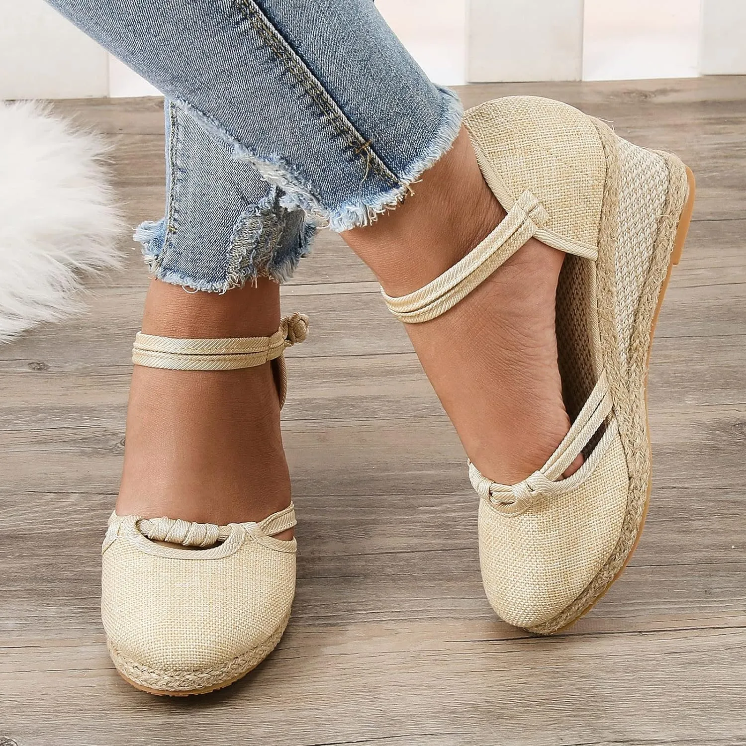 Eduavar Womens Sandals Summer Wedge Dressy Sandals Closed Toe Platform Outdoor Ankle Strap Comfortable Beach Walking Shoes