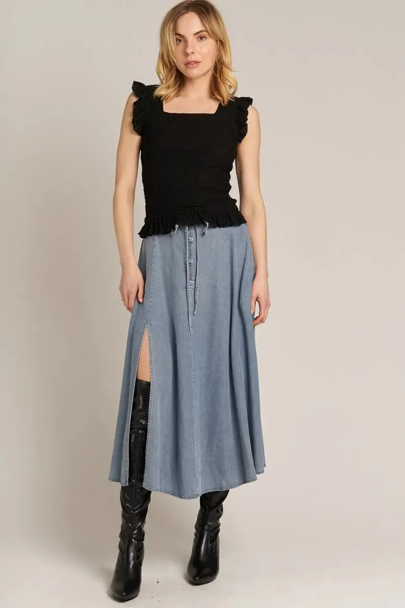 En Creme Howdy Denim Skirt  Effortless Comfort with a Chic Edge