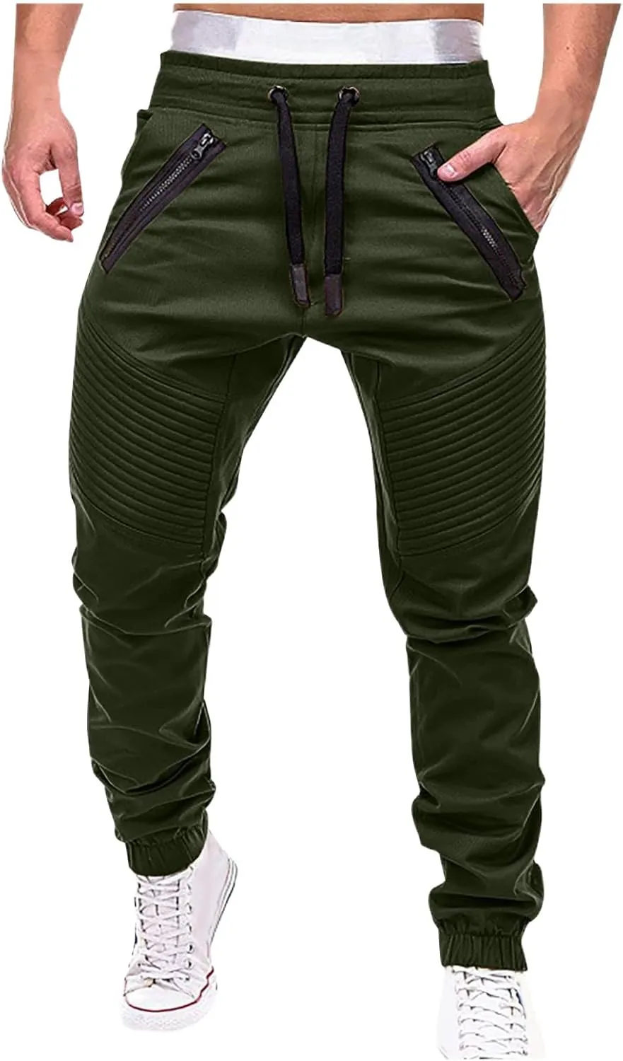 evzosrz Mens Cargo Pants,Joggers Outdoor Fashion Sport Casual Loose Fit Sweatpants Drawstring Athletic Slim Fit Trousers