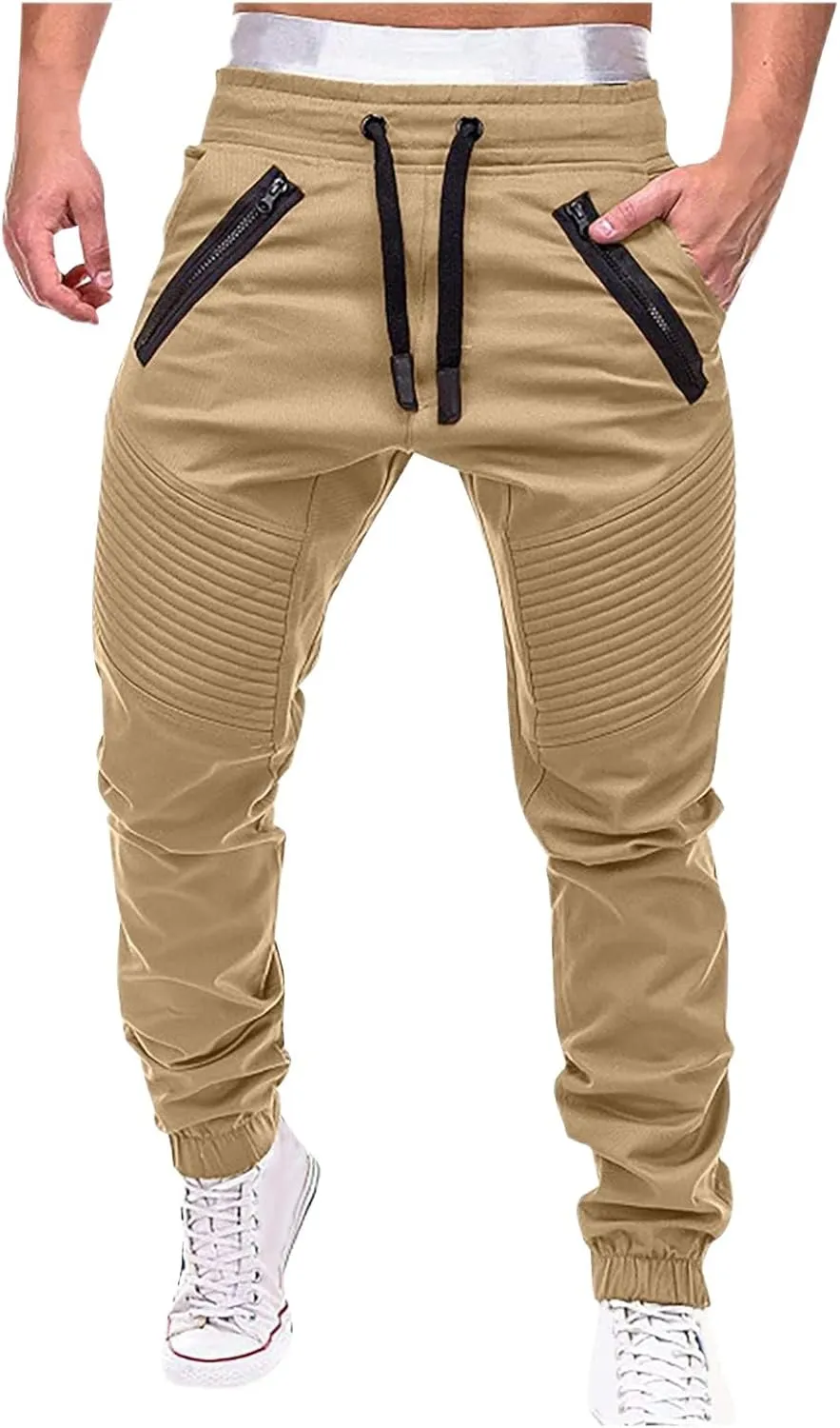 evzosrz Mens Cargo Pants,Joggers Outdoor Fashion Sport Casual Loose Fit Sweatpants Drawstring Athletic Slim Fit Trousers