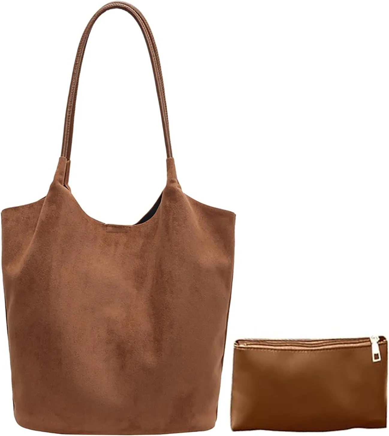 Fall Slouchy Tote Bags for Women Suede Hobo Bag Large Work Bag Suede Bucket Purse Vintage Top Handle Handbag Shoulder Purse