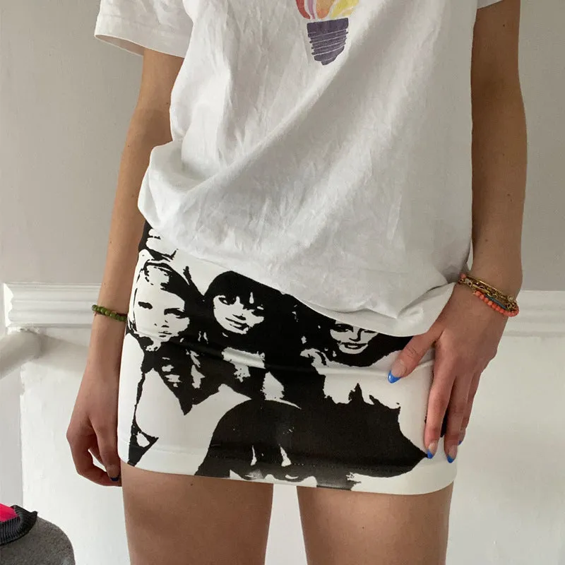 Fashion Abstract Portrait Graffiti Skort
