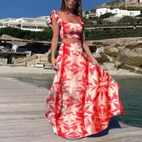 Fashion Flower Skirt Top Set