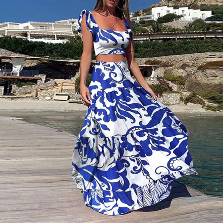 Fashion Flower Skirt Top Set