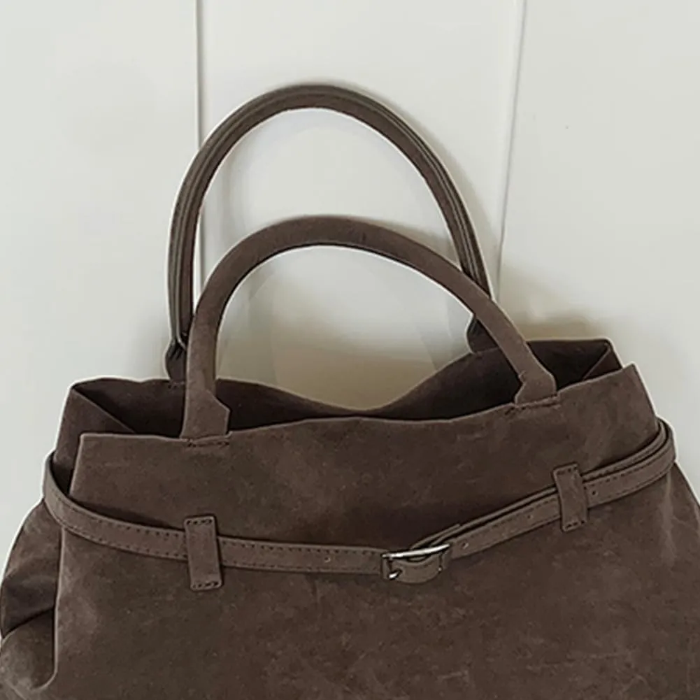 Faux Suede Tote Bag for Women Vintage Suede Top Handle Bag Large Suede Tote Bag Bucket Handbag Retro Suede Purse