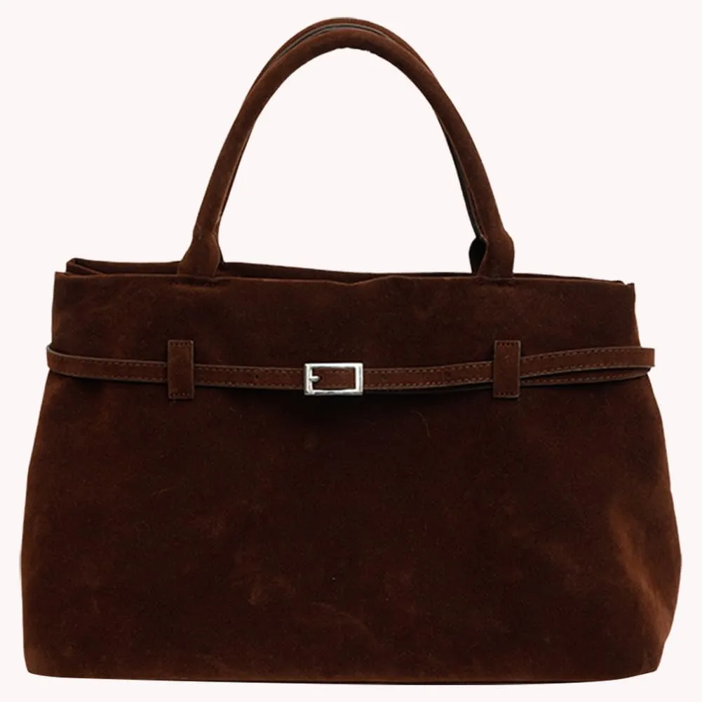 Faux Suede Tote Bag for Women Vintage Suede Top Handle Bag Large Suede Tote Bag Bucket Handbag Retro Suede Purse