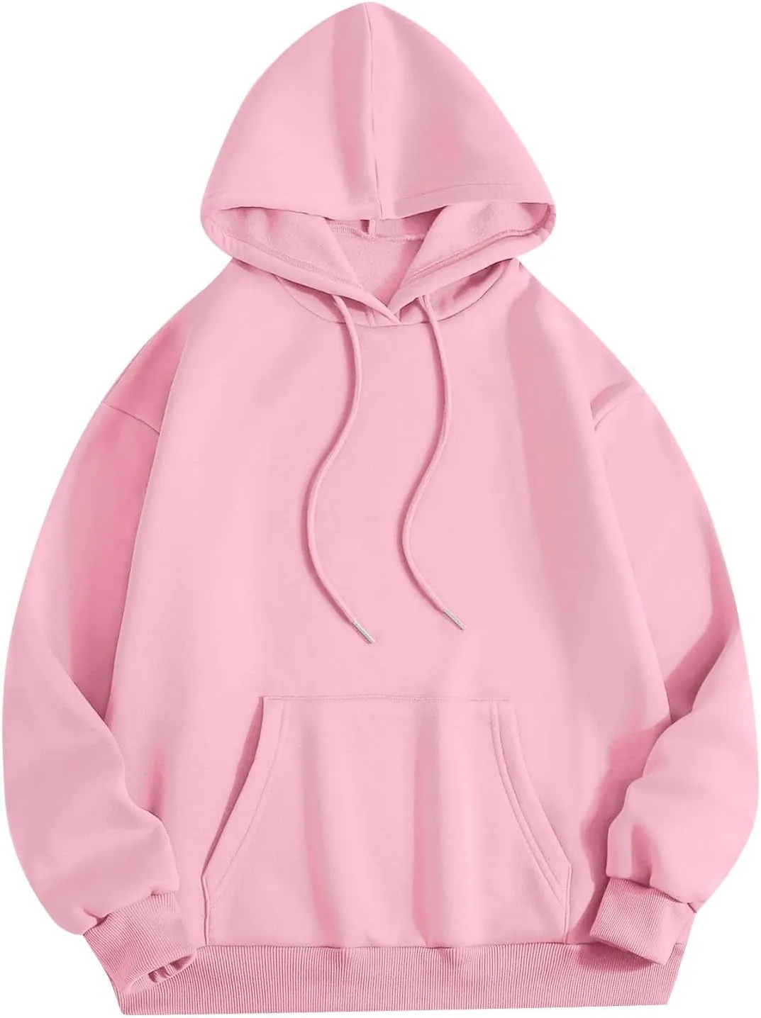 Fleece Hoodie Women Thick Soft Drawstring Oversized Sweatshirt Casual Plain Long Sleeve Pullover Tops with Pockets
