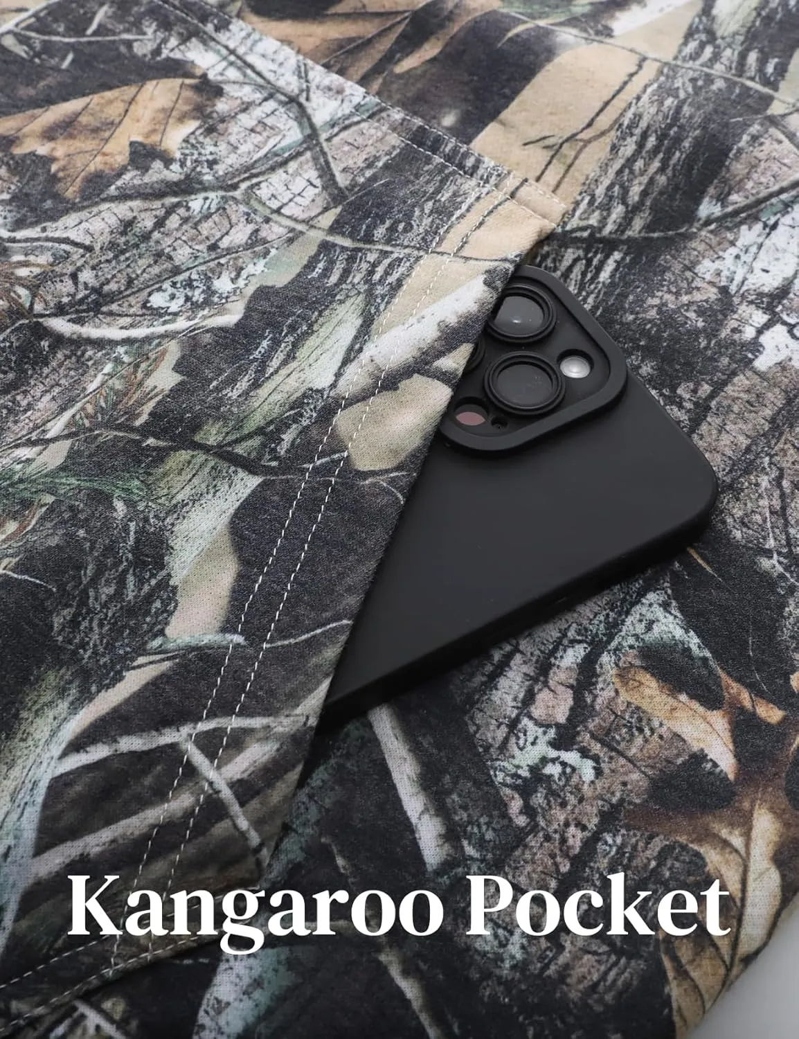 Flygo Mens Camo Hoodie Maple Leaf Print Hooded Sweatshirt Oversized Casual Long Sleeve Graphic Hoodies Fashion Pullover