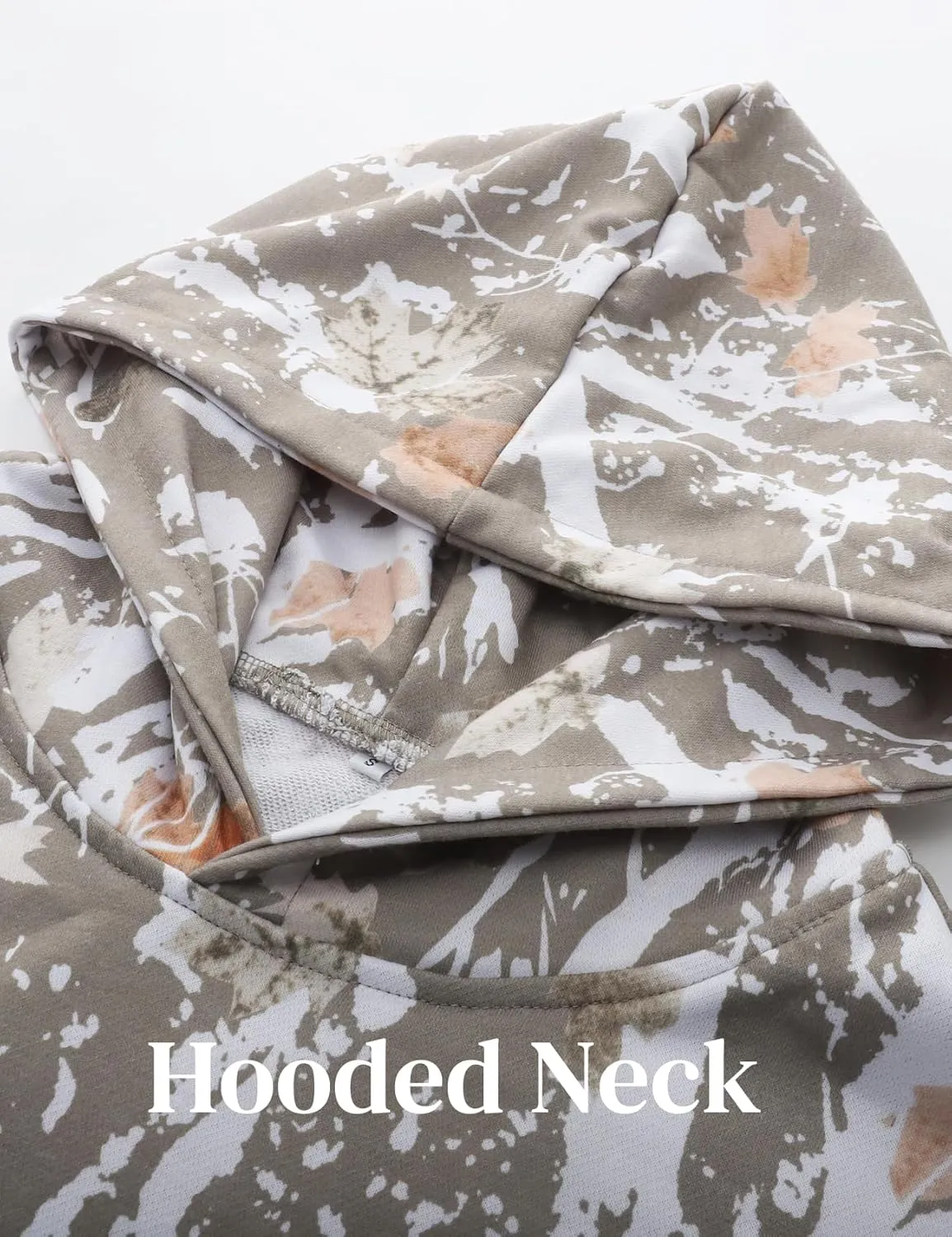 Flygo Mens Camo Hoodie Maple Leaf Print Hooded Sweatshirt Oversized Casual Long Sleeve Graphic Hoodies Fashion Pullover