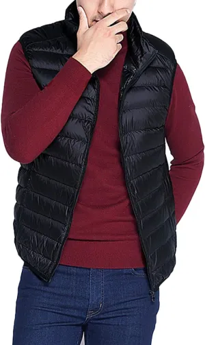 Flygo Men's Outdoor Zip Up Packable Lightweight Down Vest Outdoor Padded Puffer Vests Jackets