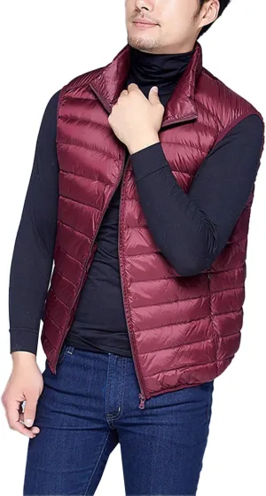 Flygo Men's Outdoor Zip Up Packable Lightweight Down Vest Outdoor Padded Puffer Vests Jackets