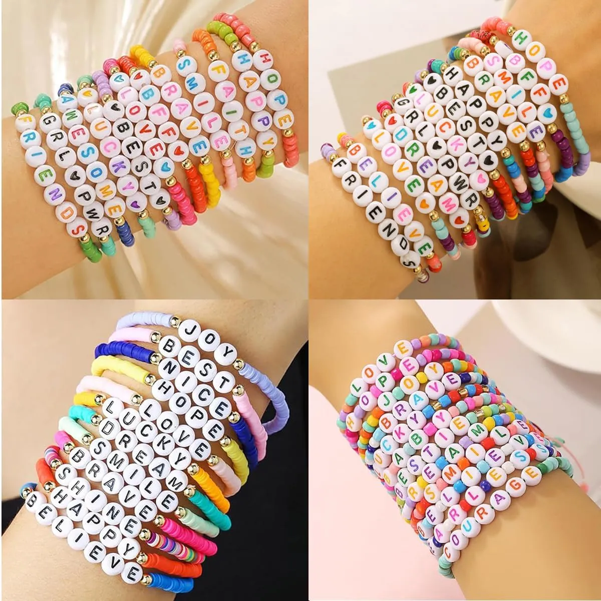 Friendship Bracelets Boho Stackable Bracelets for Women Beach Jewelry Surfer Heishi Clay Bead Bracelets