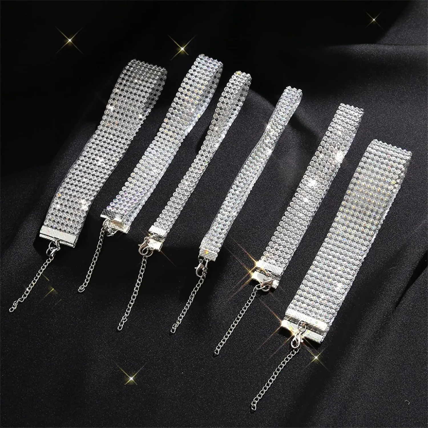 Full Shiny Choker Necklace Silver Diamond Row Necklaces Sparkly Layered Necklace Chain Jewerly Prom Accessories for Women