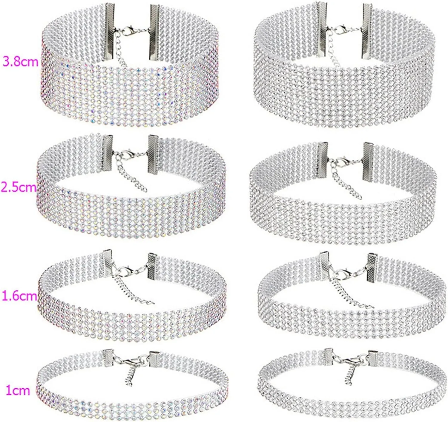 Full Shiny Choker Necklace Silver Diamond Row Necklaces Sparkly Layered Necklace Chain Jewerly Prom Accessories for Women