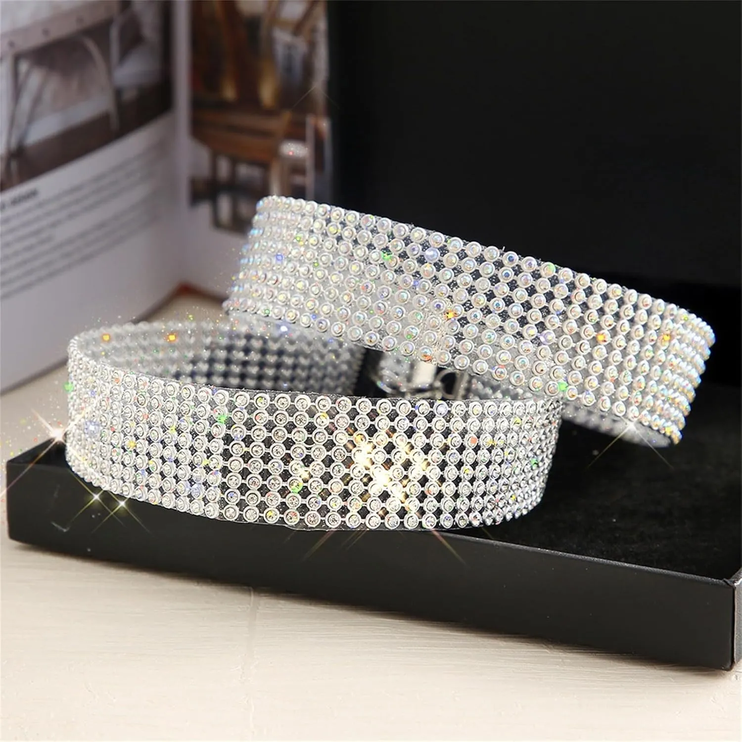 Full Shiny Choker Necklace Silver Diamond Row Necklaces Sparkly Layered Necklace Chain Jewerly Prom Accessories for Women