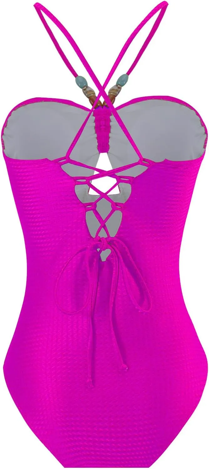 FYMNSI Women Sexy One Piece Bathing Suit with Swimsuit Coverup Adjustable Back Strap Bikini Sets Beach Sarong Cover Up Skirt