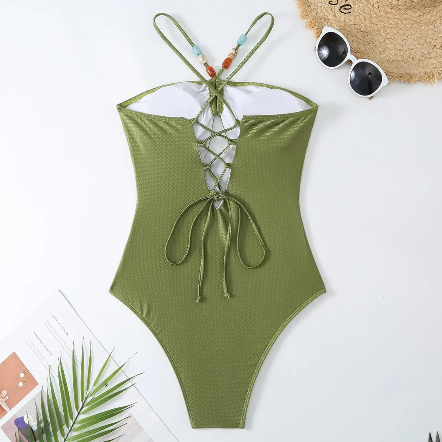 FYMNSI Women Sexy One Piece Bathing Suit with Swimsuit Coverup Adjustable Back Strap Bikini Sets Beach Sarong Cover Up Skirt