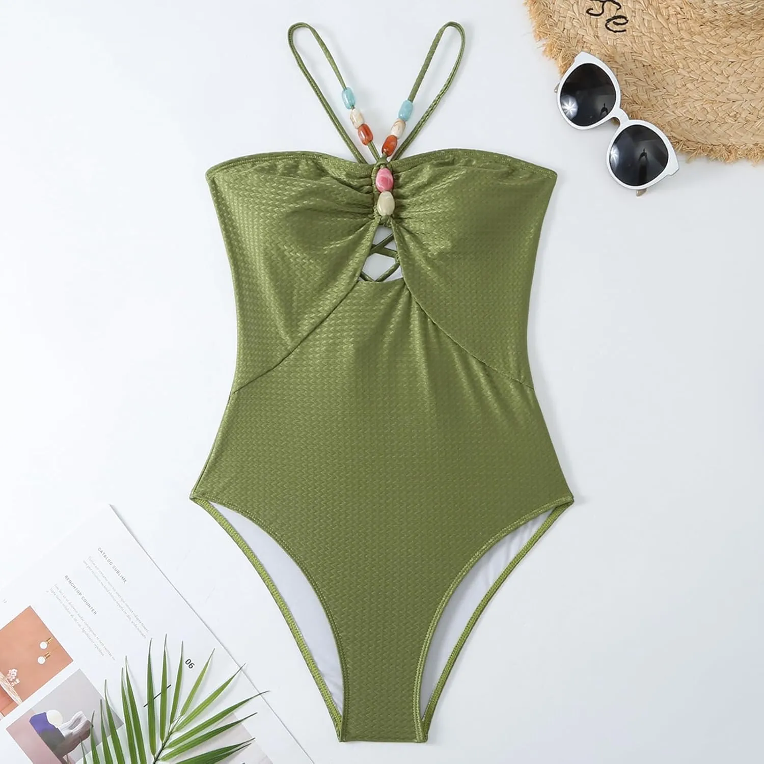 FYMNSI Women Sexy One Piece Bathing Suit with Swimsuit Coverup Adjustable Back Strap Bikini Sets Beach Sarong Cover Up Skirt