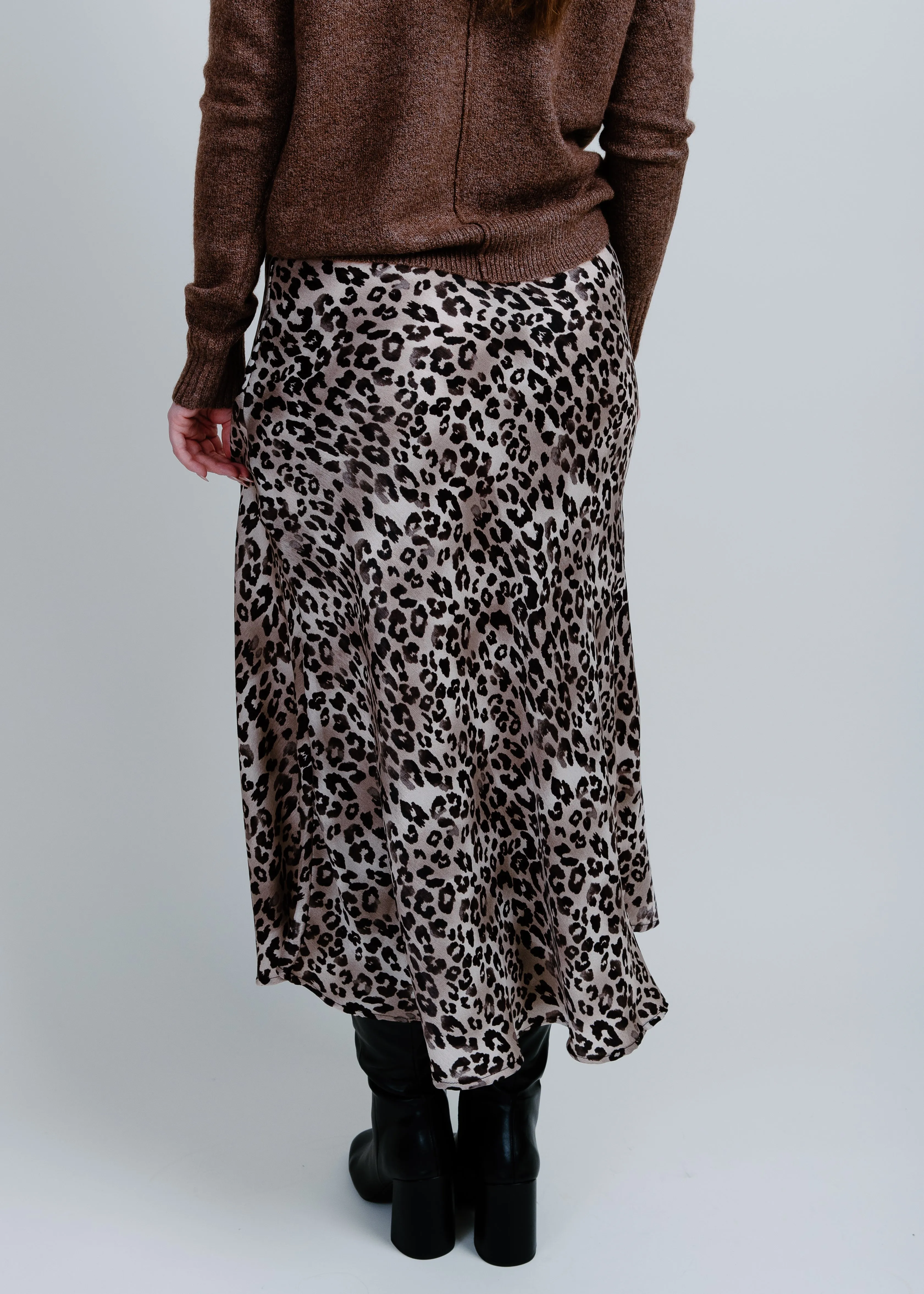 Gabriella Leopard Slip Skirt - Charcoal