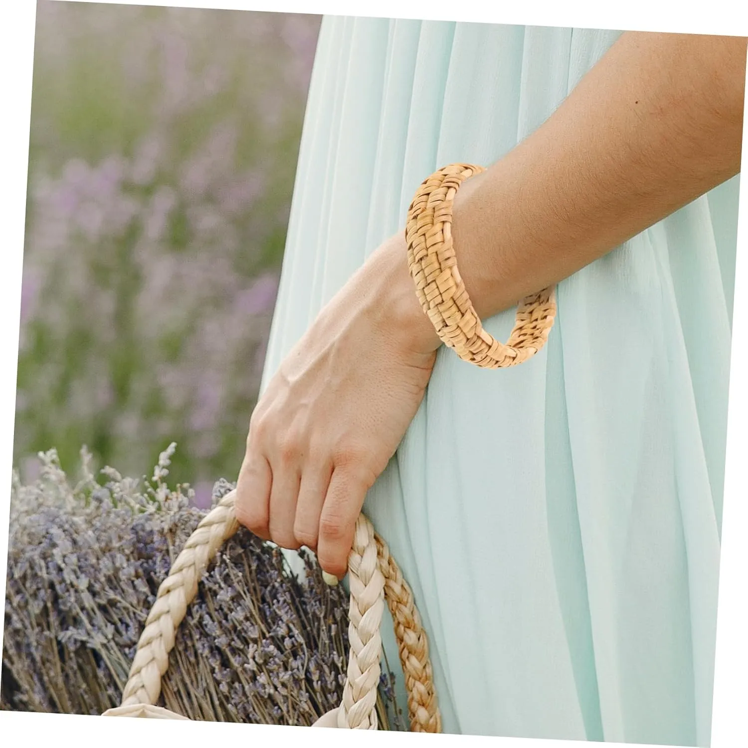 GALPADA Rattan Bracelet Handmade Bracelets Bracelets Women Ethnic Bracelet Round Bracelet Woven Bracelets Bangle