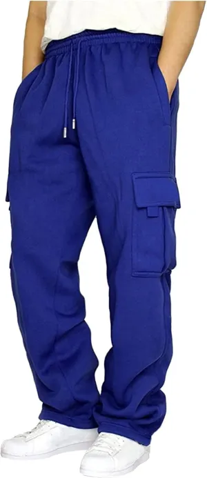 GIERIDUC Men's Fleece Cargo Sweatpants Men's Sweatpants with Pockets Mens Faux Leather Sweatpants Mens Cotton Thermal Pants